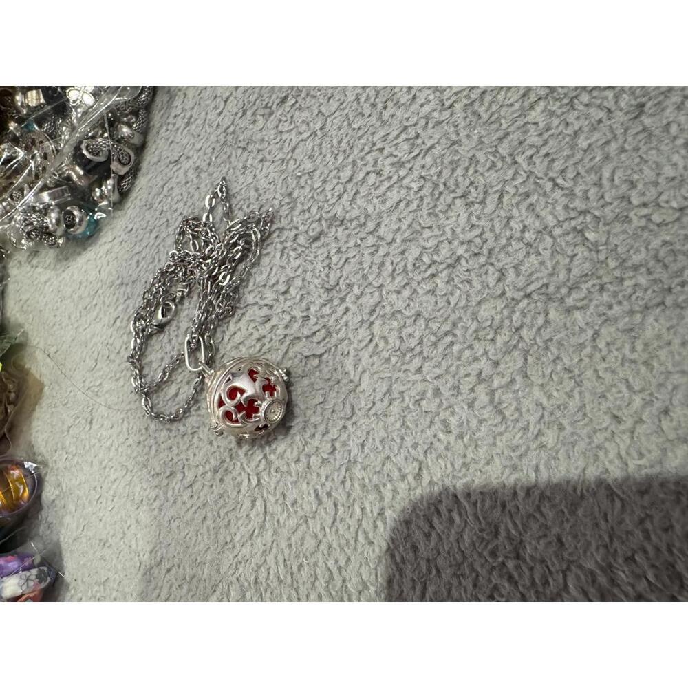 Silver Tone Cage Pendant Necklaces with Colored Orbs